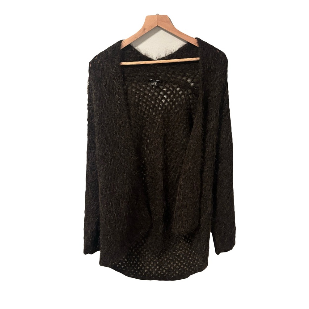 THEYSKENS' THEORY Open Knit Cardigan, Alpaca-Silk Blend, Dark Brown, XS (P)